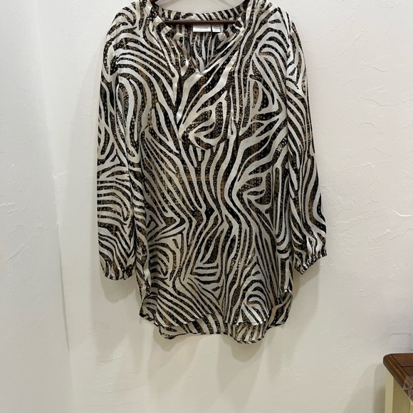Chico's Dresses & Skirts - Chico's Black and White Animal Print Blouse